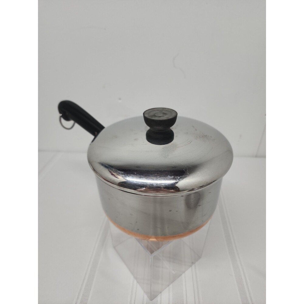 Vintage Revere Ware 1801 Copper Clad Bottom 2 Quart Saucepan With Lid Pre 1968
